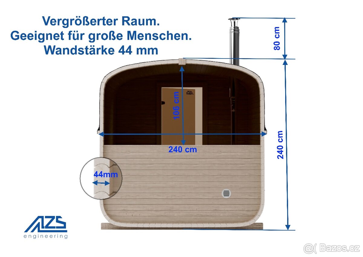 Sudová sauna 240cm AZS-ENGINEERING QUADRO 1QL - 16