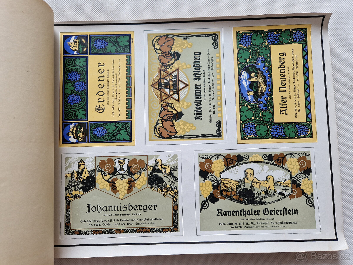 Starý reklamní vzorník etikety víno likér 1930 litografie - 16