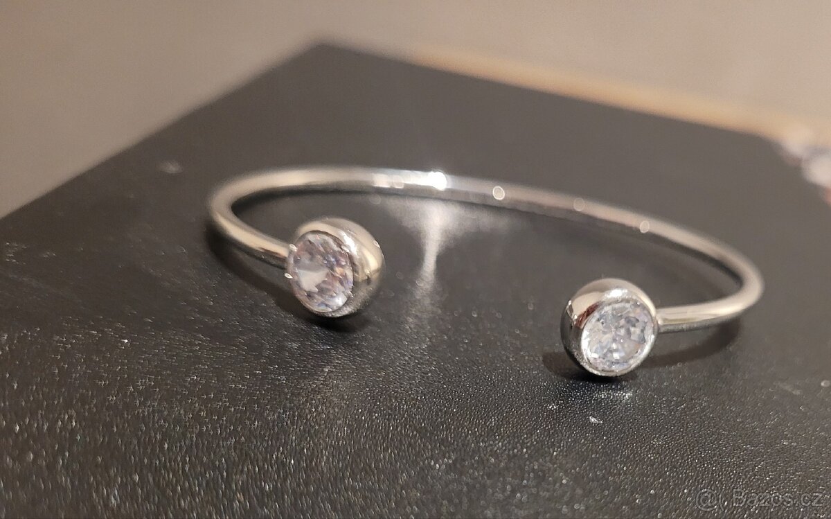 Nový dámský stříbrný náramek 925 otevřený nastavitelný - 16