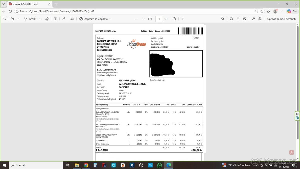 FPV dron MOBULA 8 - 16