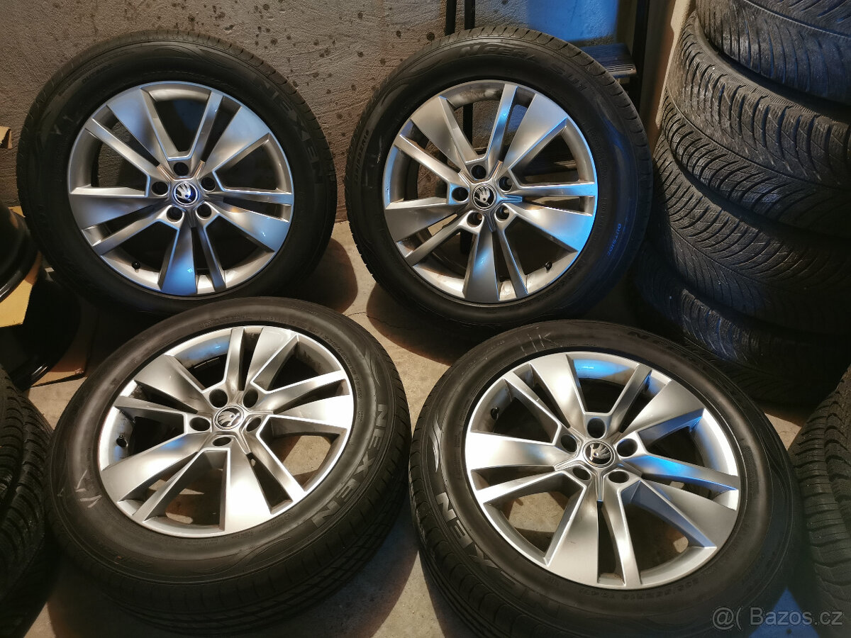 Škoda Kodiaq - orig. 18" alu s letnými pneu DOT 24 a 22 - 16