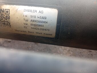 MERCEDES BENZ SPRINTER 906 RV 2016 ZADNÍ NÁPRAVA POMĚR 3,923 - 16