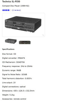 TECHNICS SL-PS50 Stereo CD Player + Příslušenství - 16