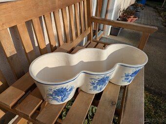 Velký keramický petrželák + dva květináče s podtáckem - 16