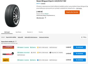 Alu kola Audi, 225/50 R17, zánovní pneu Nexen 8mm - 16