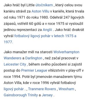 BRIAN LITTLE (ASTON VILLA FC) - prodám fotbalový dres. - 16
