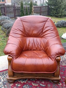 XXL Rustikální kožená sedací souprava 3 - 2 - 1, stolek - 16