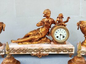 TOP nádherné starožitné mechanické figurální hodiny se sloup - 16