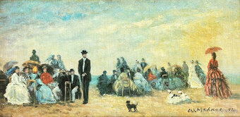 William Merritt Chase - starožitný signovaný obraz z roku 18 - 16