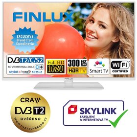 Finlux TV 32” 82cm - BÍLÁ Full HD T2 SAT WIFI SKYLINK LIVE - 16