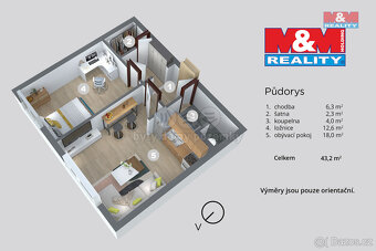 Pronájem bytu 1+1, 40 m², Děčín, ul. Pražská - 16