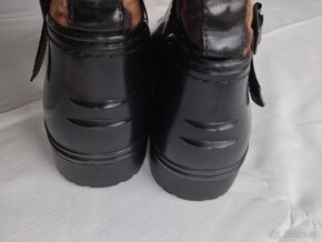 Kozačky holínky černé + leopardí vzor, vel. 37/38 - 16