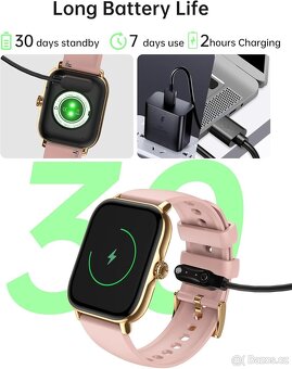 Chytré hodinky P72 – 1,85" - volání, IP68, v CZ / růžové - 16