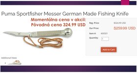 PREDÁM originál PUMA SOLINGEN nôž-tzv FISCHERMAN Messer - 16