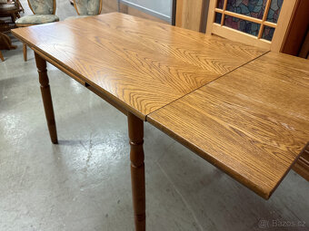 Dvakrát dubová jídelní lavice + stůl a židle - 16