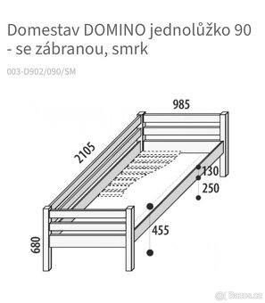 Jednolůžko masivní dřevo zn. Domestav - 16