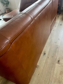 Rohová celokožená sedačka s taburety - 16