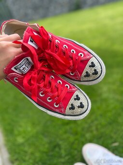 2x luxusní červené  + bíle converse s kamínky Swarovski - 16