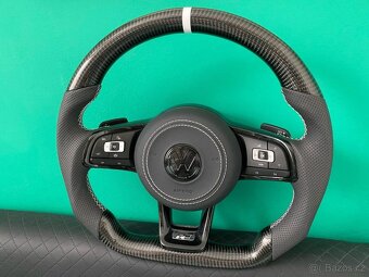 VOLKSWAGEN VOLANT KARBON - PERFOROVANA KOŽA - BIELE ŠITIE - 16