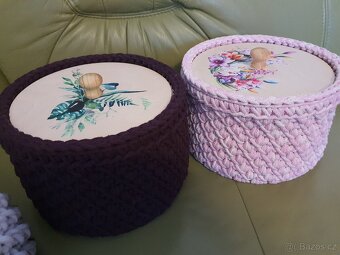 sbírka - sada háčkovaných úložných košů - 16