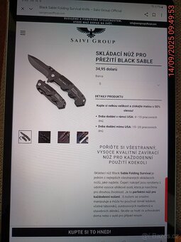 Vystřelovací nůž Black Sable vojenský, lovecký, Survival. - 16