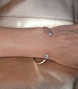 Nový dámský stříbrný náramek 925 kuličkový otevřený uni vel - 16