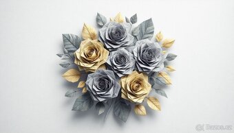 Papírová origami kytice růží - 16