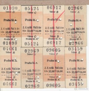ČSD výdejna TÁBOR,kartonové jízdenky II.třídy - 16