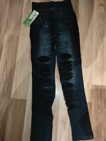 Elastické kalhoty styl otrhané jeans - 16