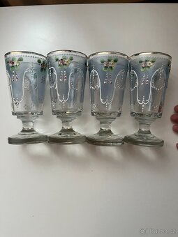 Starožitná grogovka, secese, smalt - 4 ks - 16