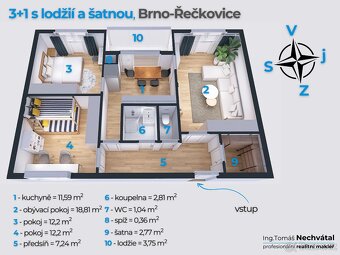 Prodej bytu 3+1 se šatnou a lodžií - BRNO-ŘEČKOVICE - 16