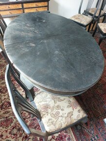 Starožitný stůl a 6 židlí - 16