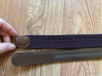 Nový dárkový set opasků BANDI - hnědý kožený, vínový pružný - 16