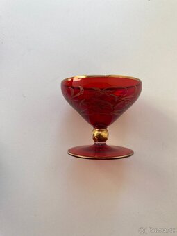 Vintage sada rubínových skleniček - 18 ks - 16