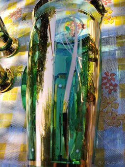 Zelený skleněný džbán a 5 skleniček - 16