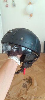 Kožená retro helma s brýlemi, kšiltem - 16