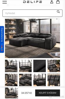 NOVÁ hnědá Sedací souprava Sirpio 270cm s taburetem Tkanina - 16