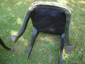 Starožitné křeslo + taburetka podnožka židle pěkný stav - 16
