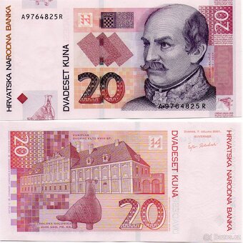 Bankovky 5 - 1000 kun a 1 - 50 000 dinárů Chorvatsko - 16