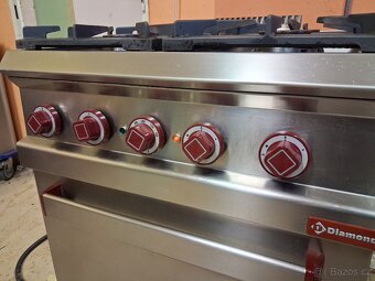 Gastro sporák Diamond, 4x plyn. hořák, elektrická pec 6x GN - 16