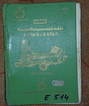 Prodám originální knihy k samojízdným kombajnům Fortschritt - 16