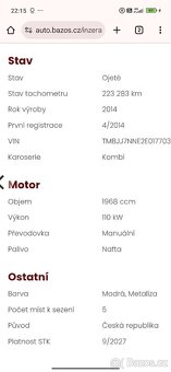 Prodej Škoda Octavia 3 combi 1,9Tdi/110kw - 16