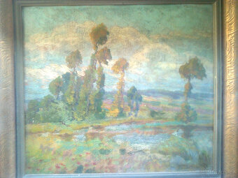 lodní kufr, 2ks, rámy obrazu, selský stůl se šuplíky - 16