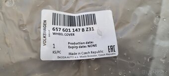 Poklice - kryty kol Originál Škoda velikost 16 657 601 147 B - 16