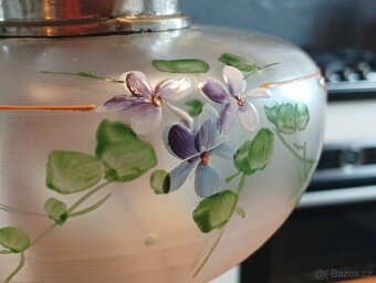 STAROŽITNÁ RUČNĚ MALOVANÁ PETROLEJKA SECESE/ART DECO FRANCE - 16