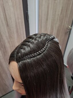 Rovná paruka s krajkou vpředu, blond ombre s copem 71350 - 16
