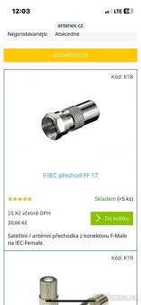 Prodám nepouž.anténní konektory,redukce,spojky,přechodky F-I - 16