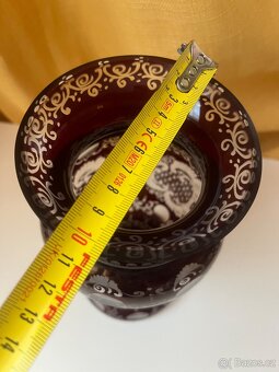 Rubínová stará váza Egermann - 16