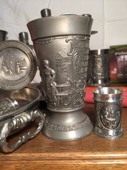 sbírka cínu pohár číše svícen mísa džber Cín - punc - 16