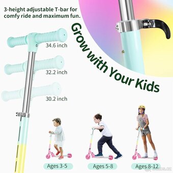 Nová dětská LED koloběžka scooter (116) - 16